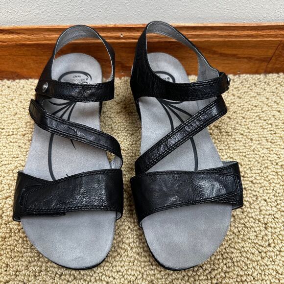 Abeo Sandals Quartz Metatarsal Low Heal Black Women's 7N Comfort Strappy Narrow - Picture 2 of 13